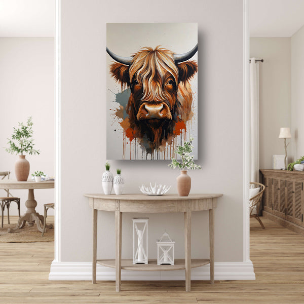 Abstracte Highland Koe in Kleurrijke Stijl poster