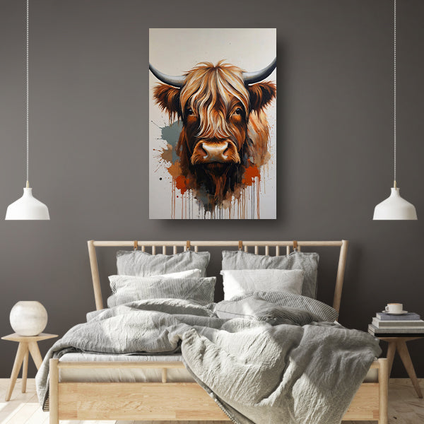 Abstracte Highland Koe in Kleurrijke Stijl poster