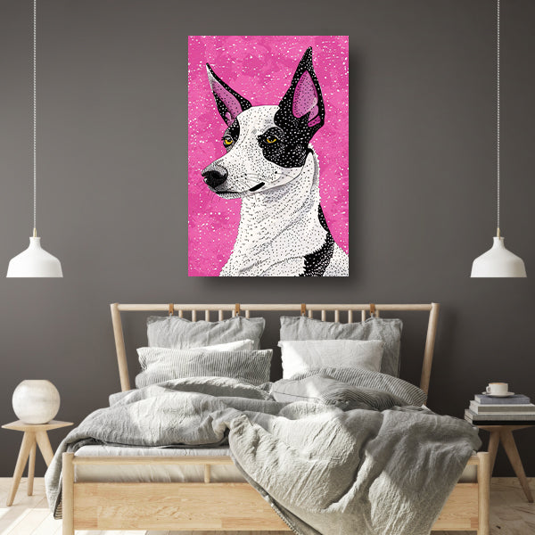 Moderne kleurrijke hond in popart-stijl poster