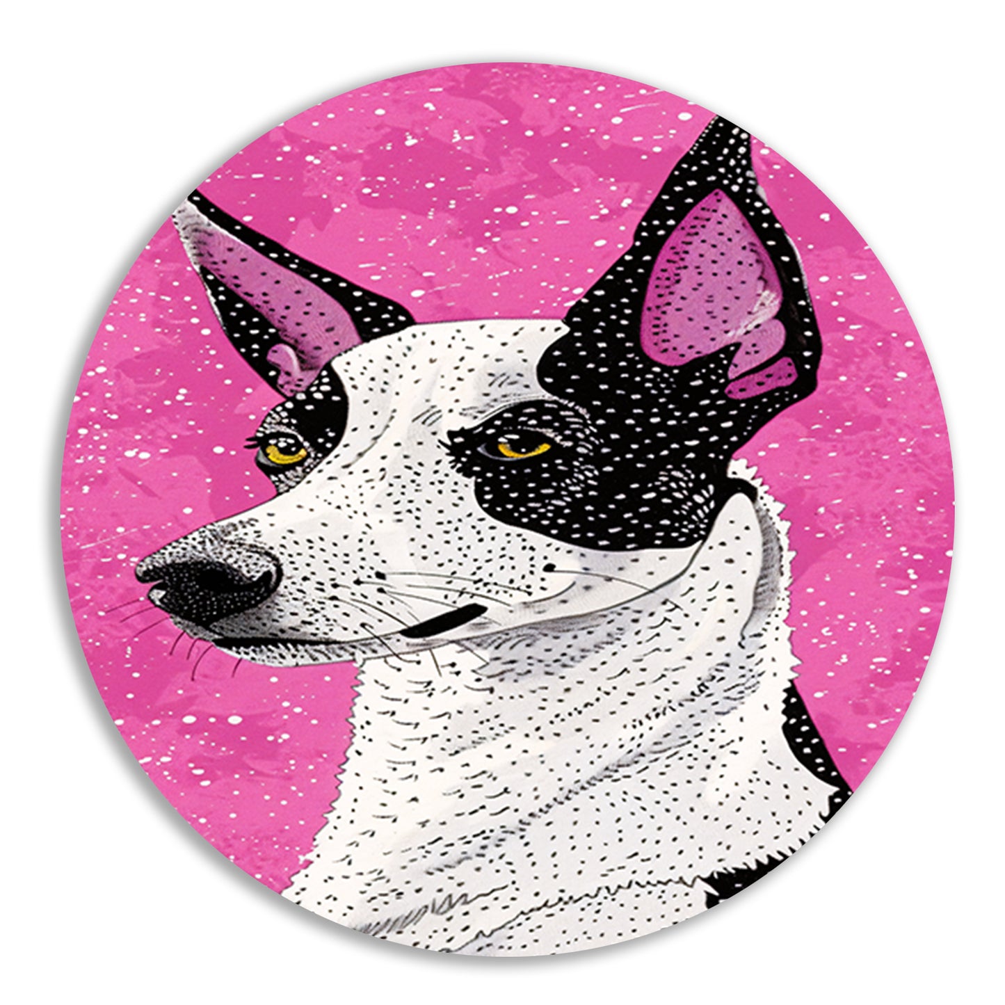 Moderne kleurrijke hond in popart-stijl aluminium muurcirkel
