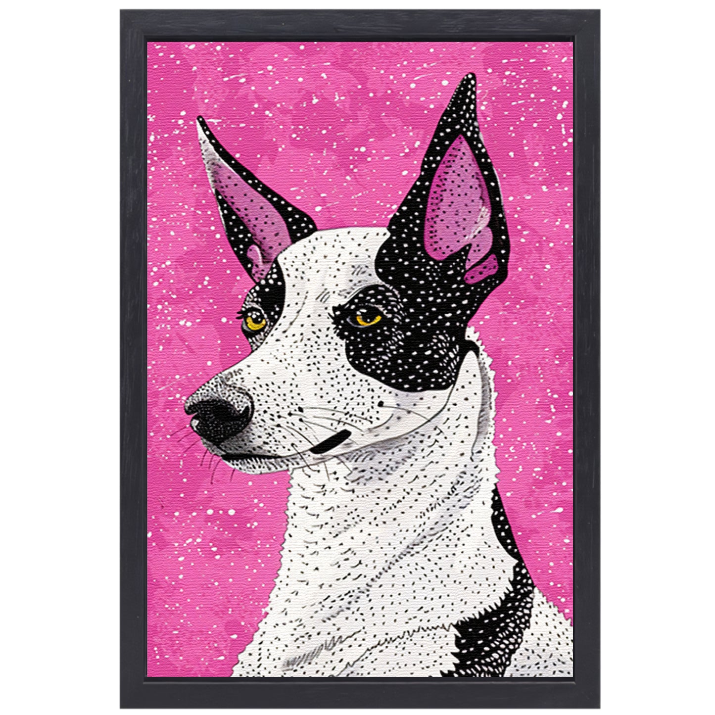 Moderne kleurrijke hond in popart-stijl canvas met baklijst