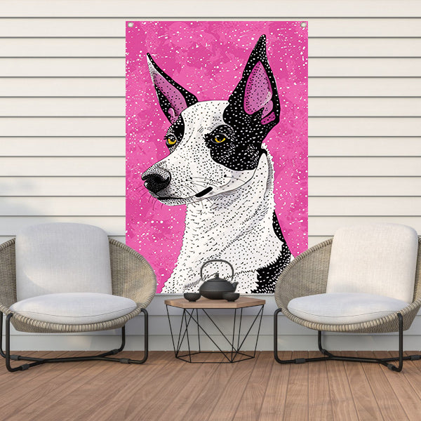 Moderne kleurrijke hond in popart-stijl tuinposter