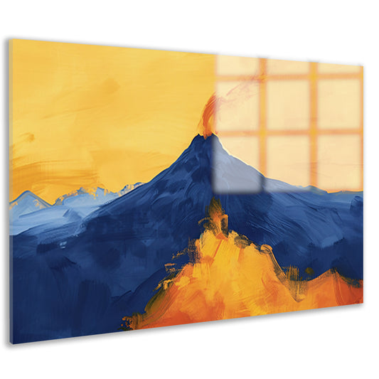 Abstracte schilderij van uitbarstende vulkaan acrylglas