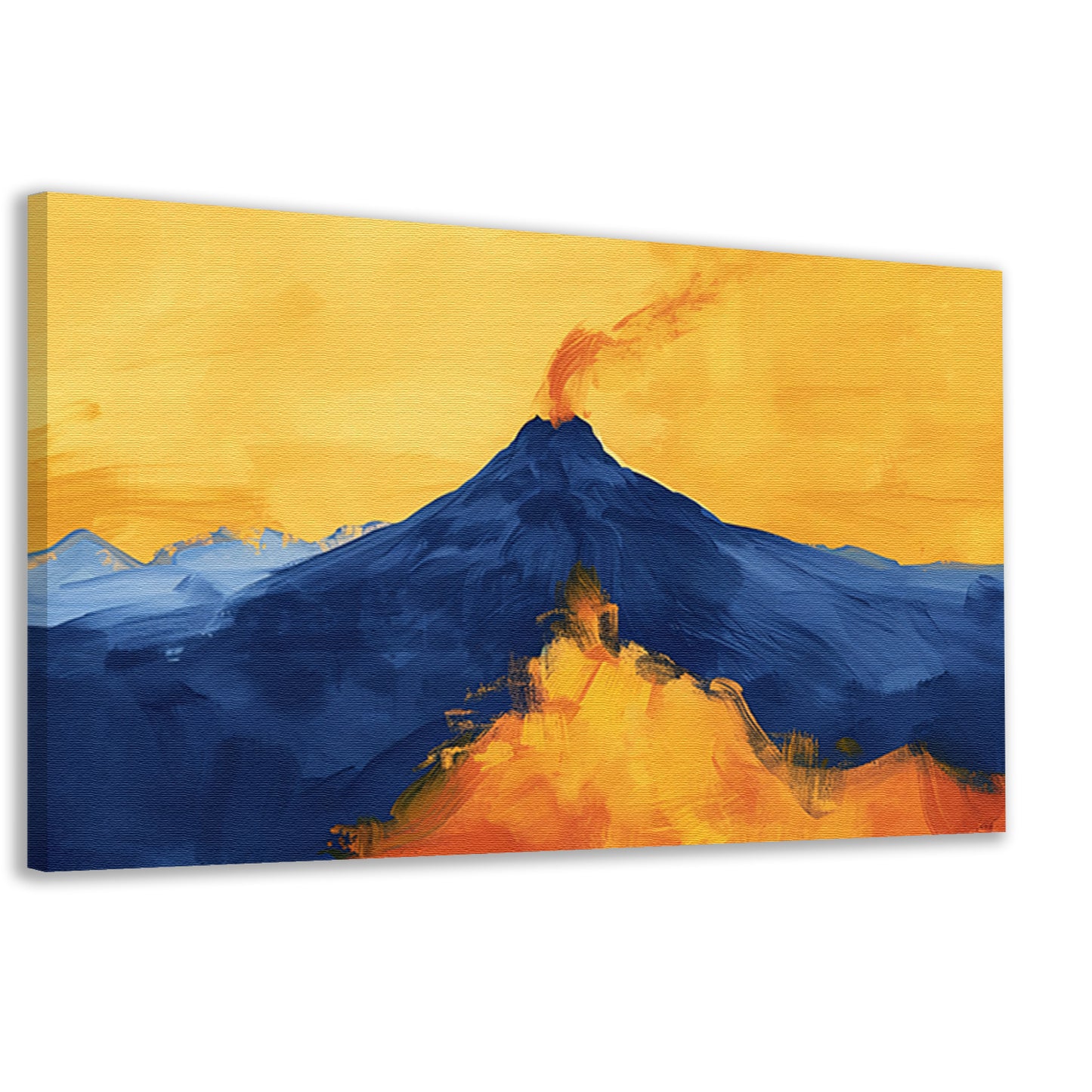 Abstracte schilderij van uitbarstende vulkaan canvas