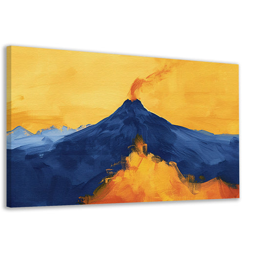 Abstracte schilderij van uitbarstende vulkaan canvas