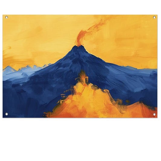 Abstracte schilderij van uitbarstende vulkaan tuinposter