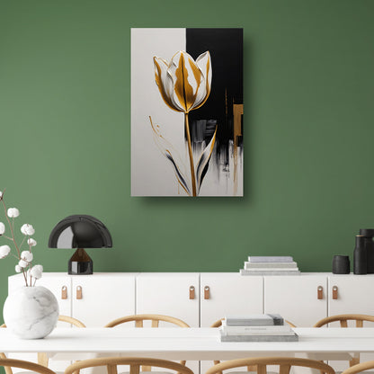 Gouden Tulip Abstractie op Monochrome Achtergrond canvas