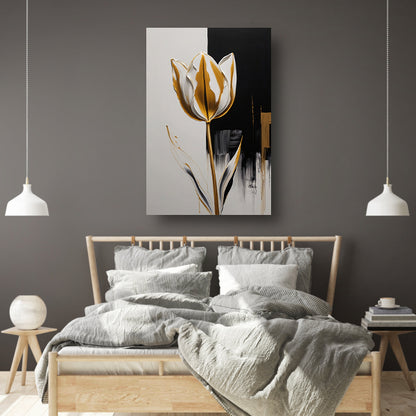 Gouden Tulip Abstractie op Monochrome Achtergrond canvas