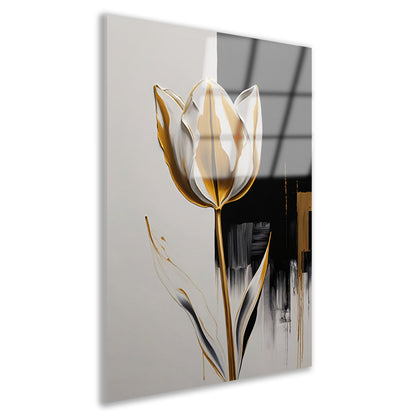 Gouden Tulip Abstractie op Monochrome Achtergrond Acrylglas