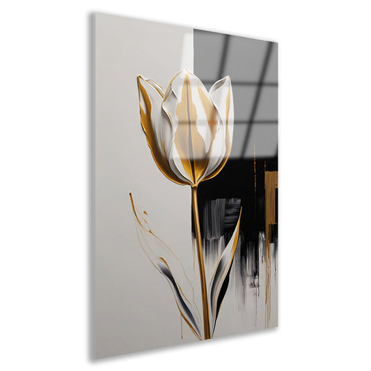 Gouden Tulip Abstractie op Monochrome Achtergrond Acrylglas