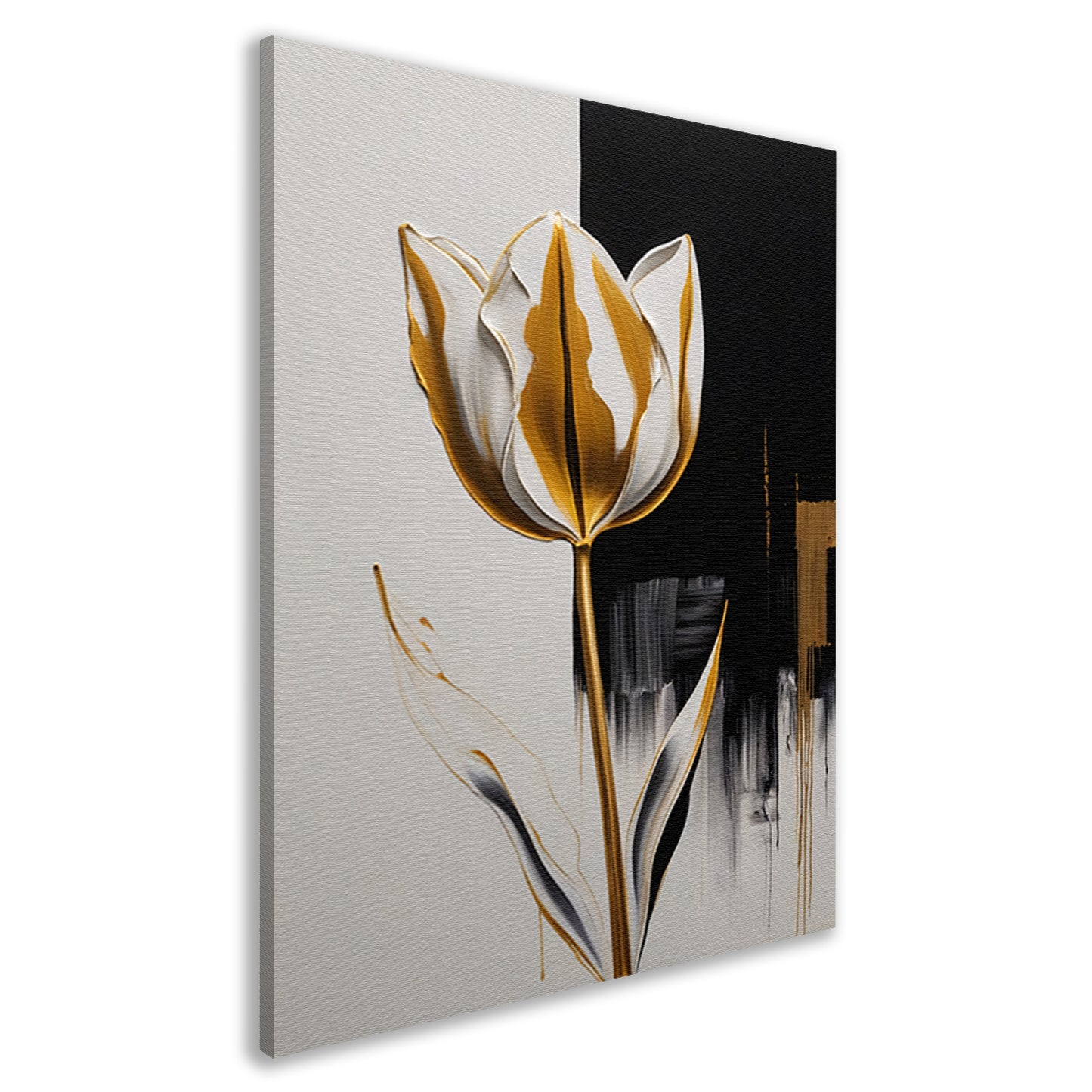 Gouden Tulip Abstractie op Monochrome Achtergrond canvas