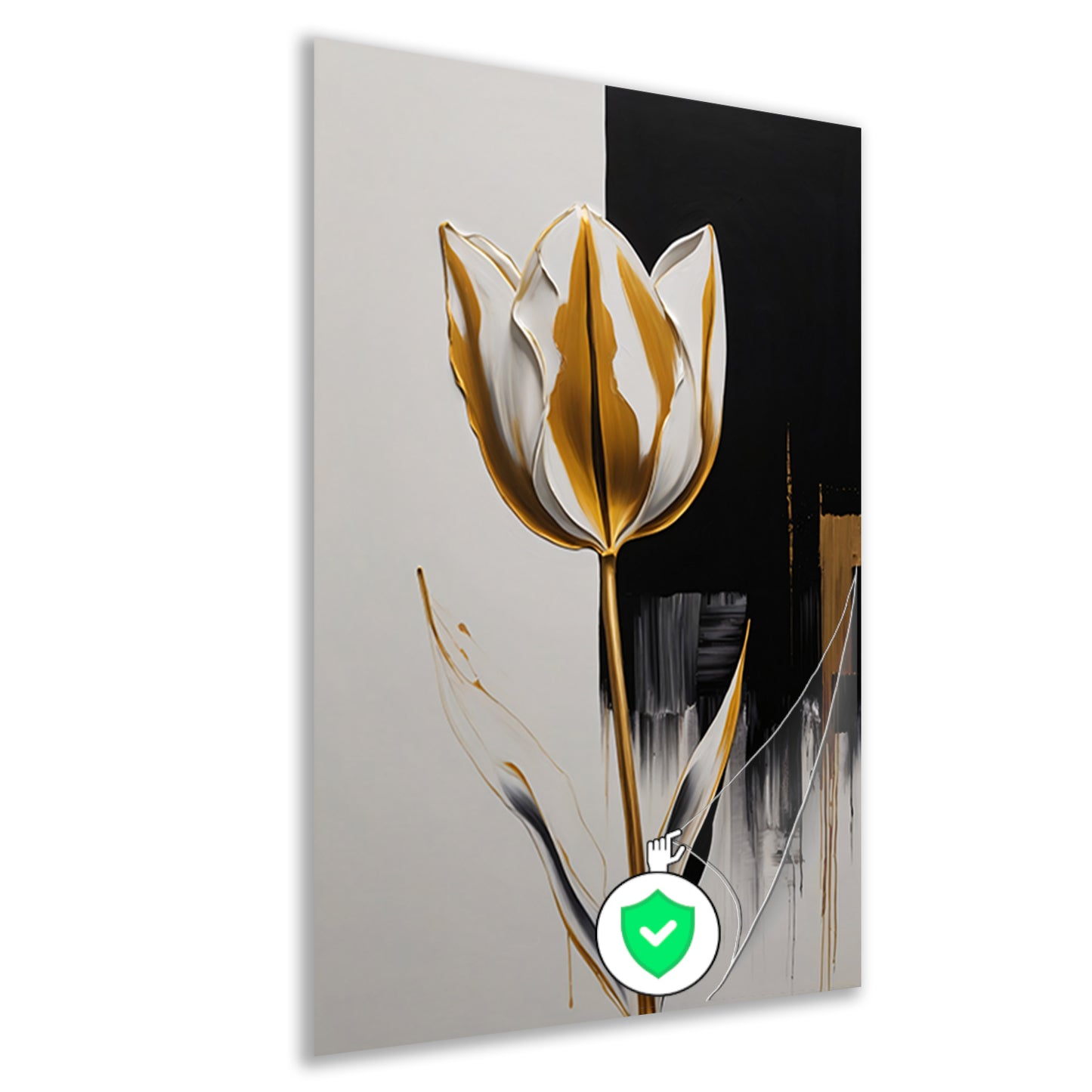 Gouden Tulip Abstractie op Monochrome Achtergrond poster