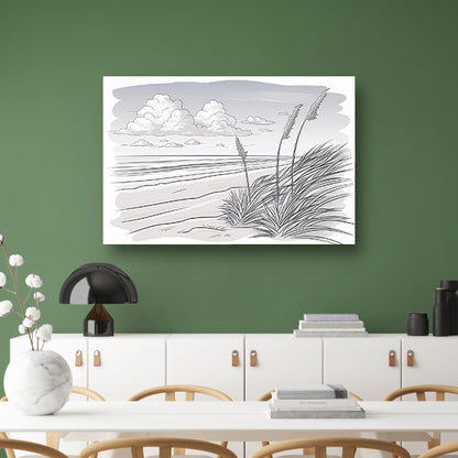 Elegante lijntekening van strandlandschap poster