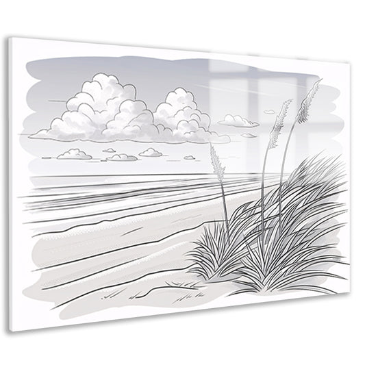 Elegante lijntekening van strandlandschap acrylglas