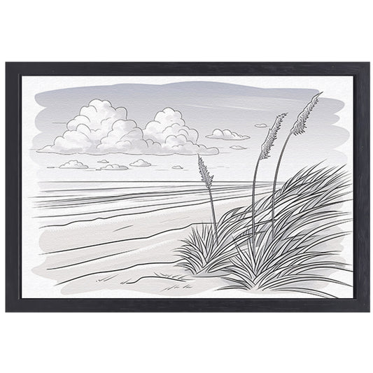 Elegante lijntekening van strandlandschap canvas met baklijst