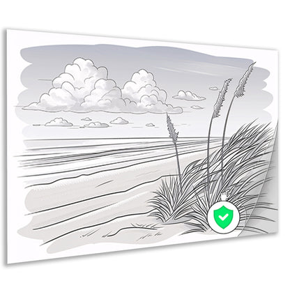 Elegante lijntekening van strandlandschap poster