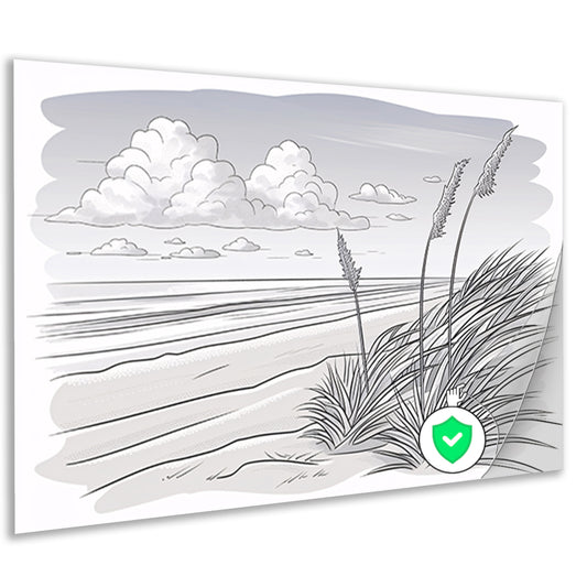 Elegante lijntekening van strandlandschap poster