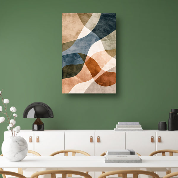 Abstracte Harmonie in Blauw en Bruin canvas