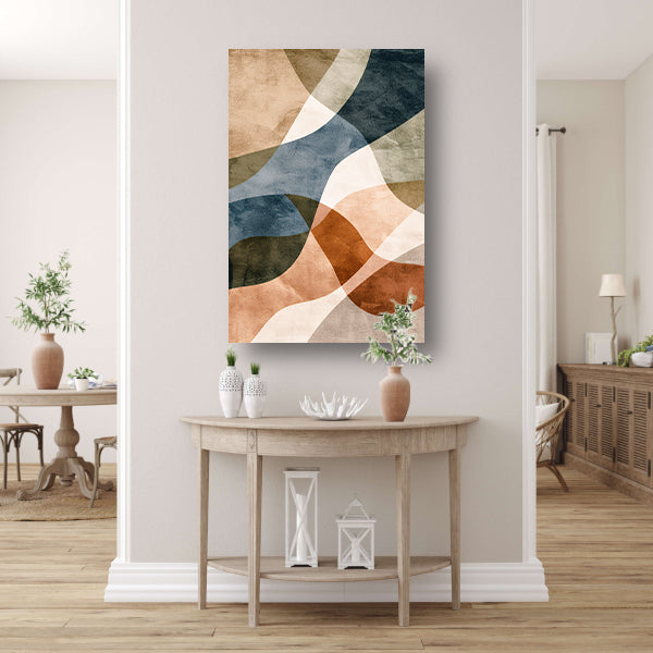 Abstracte Harmonie in Blauw en Bruin canvas