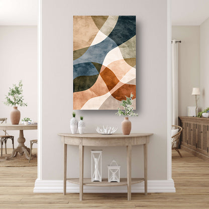 Abstracte Harmonie in Blauw en Bruin canvas