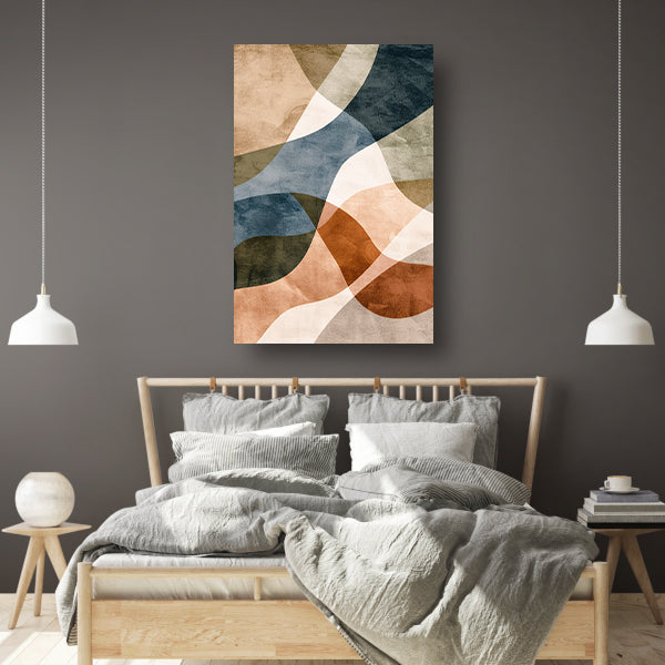 Abstracte Harmonie in Blauw en Bruin canvas