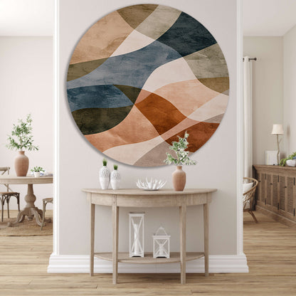 Abstracte Harmonie in Blauw en Bruin forex muurcirkel