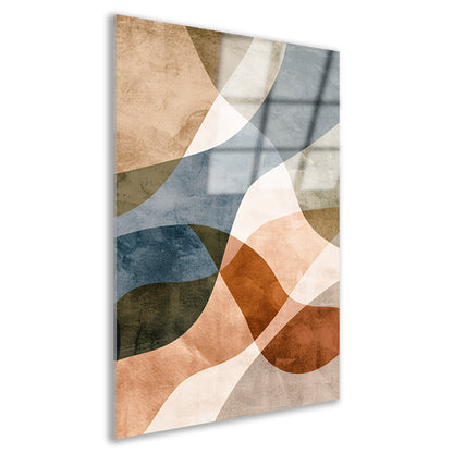 Abstracte Harmonie in Blauw en Bruin acrylglas