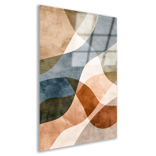 Abstracte Harmonie in Blauw en Bruin acrylglas