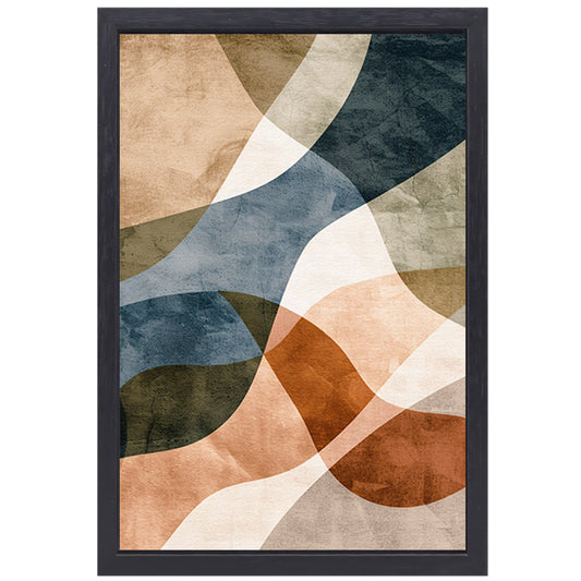 Abstracte Harmonie in Blauw en Bruin canvas met baklijst