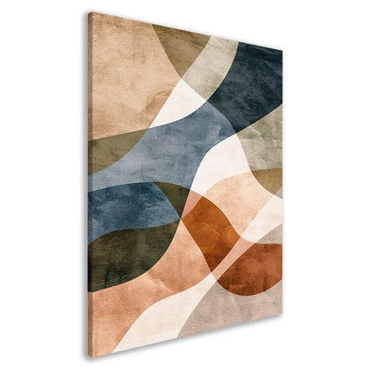 Abstracte Harmonie in Blauw en Bruin canvas