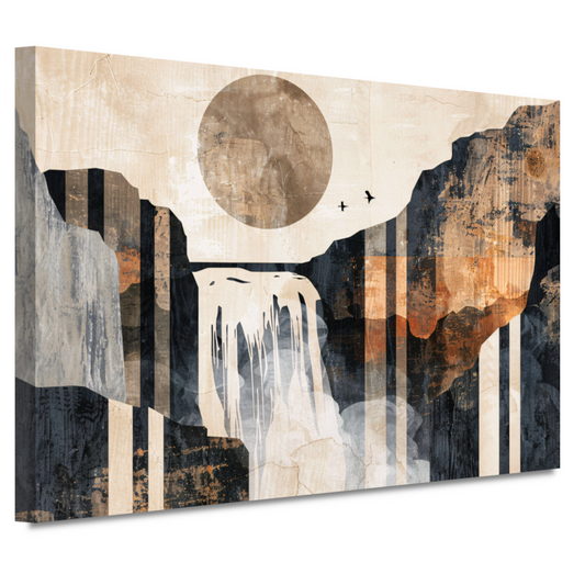 Abstracte waterval in japandi stijl canvas