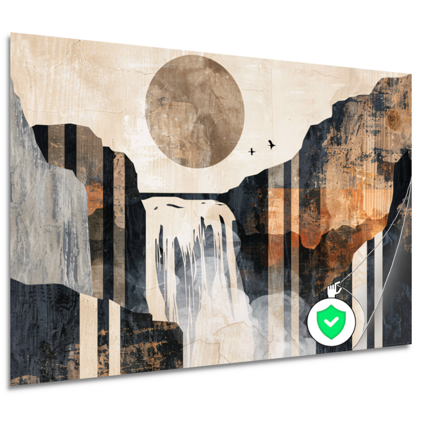 Abstracte waterval in japandi stijl poster