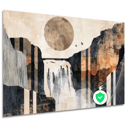 Abstracte waterval in japandi stijl poster