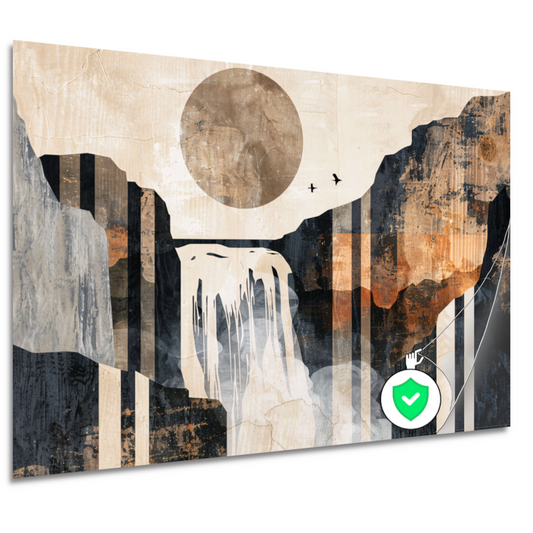 Abstracte waterval in japandi stijl poster