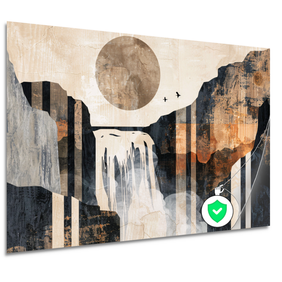 Abstracte waterval in japandi stijl poster