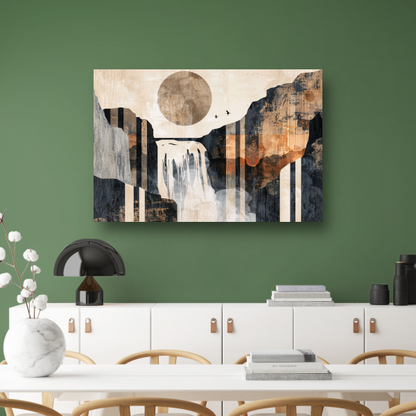 Abstracte waterval in japandi stijl poster