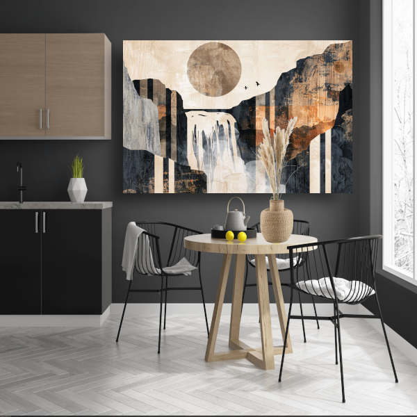 Abstracte waterval in japandi stijl poster
