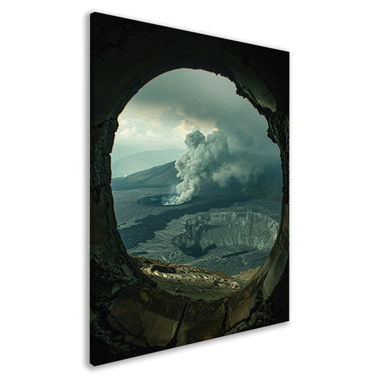 Vulkaanuitbarsting in een Berglandschap canvas