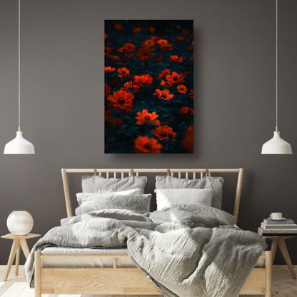 Rode bloemen in de schemering acrylglas