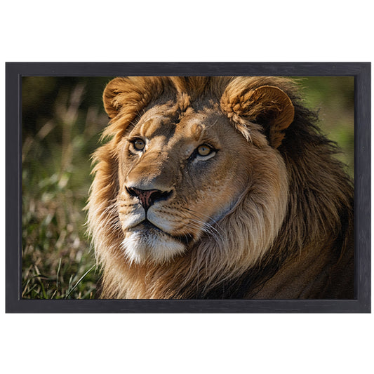 Majestueuze close-up van een leeuw in de natuur canvas met baklijst
