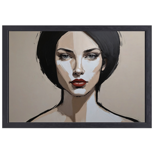Abstracte Monochrome Blik van een Vrouw canvas met baklijst