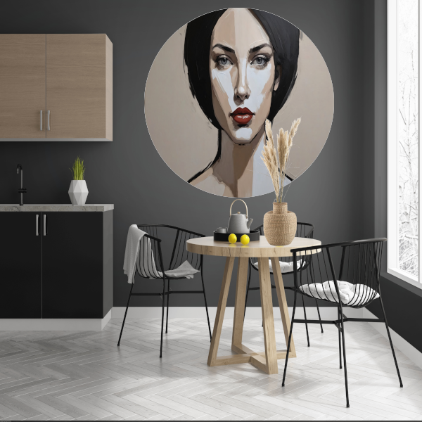 Abstracte Monochrome Blik van een Vrouw aluminium muurcirkel
