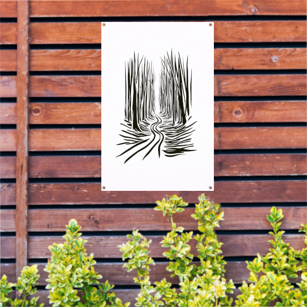 Abstracte Bomen op een Slingerend Pad tuinposter