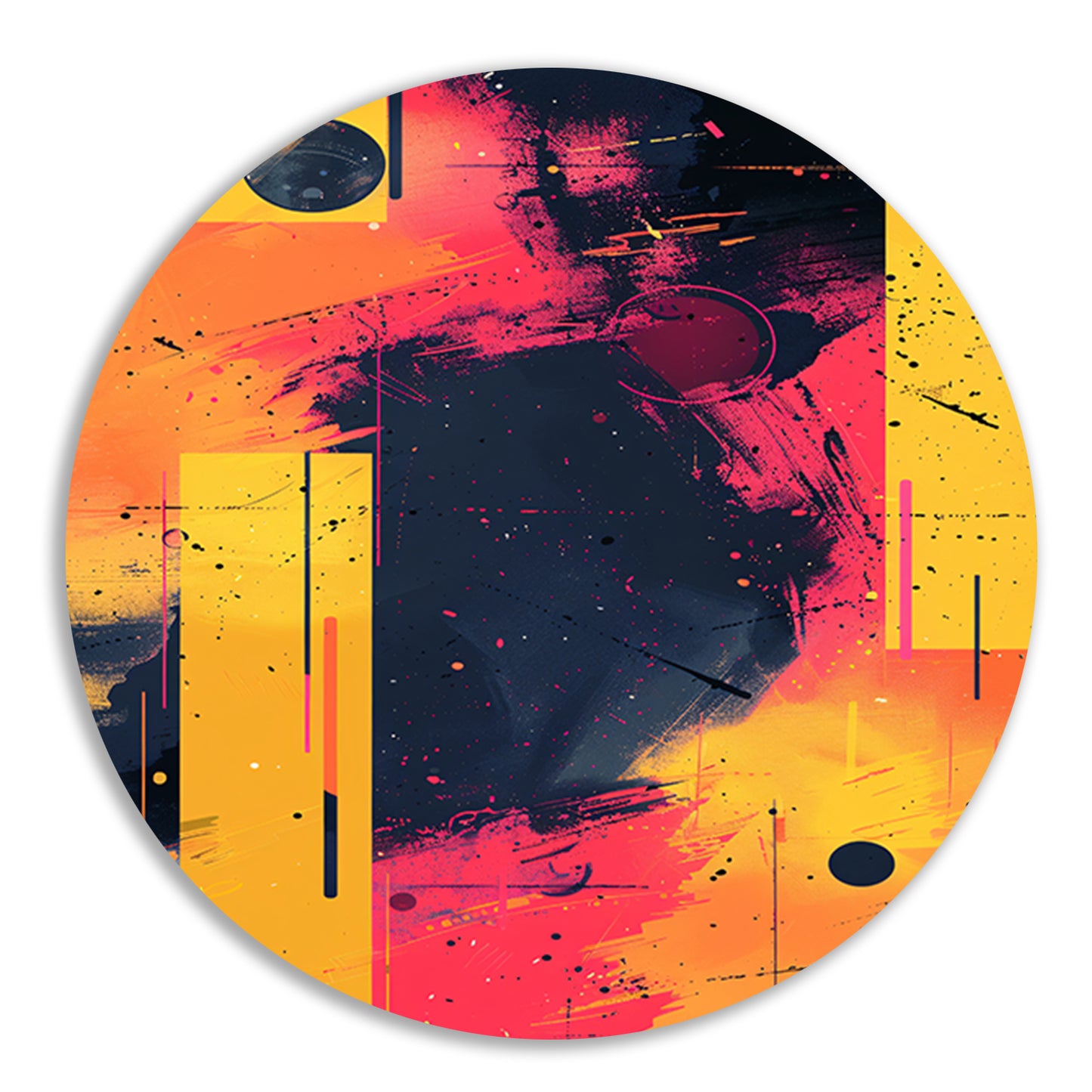 Abstract Expressionistisch  met Kleurrijk Vormen aluminium muurcirkel