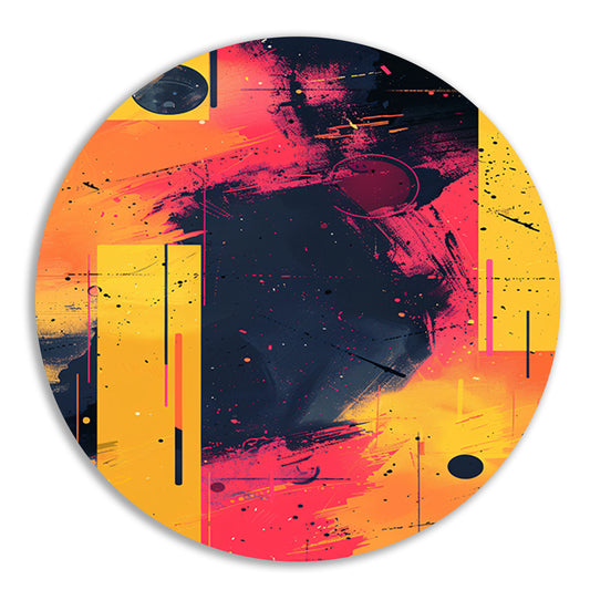Abstract Expressionistisch  met Kleurrijk Vormen aluminium muurcirkel