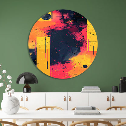 Abstract Expressionistisch  met Kleurrijk Vormen aluminium muurcirkel