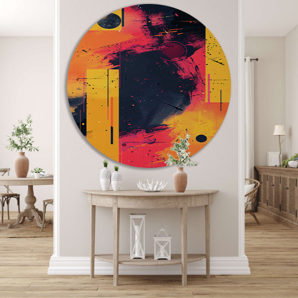 Abstract Expressionistisch  met Kleurrijk Vormen aluminium muurcirkel