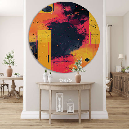 Abstract Expressionistisch  met Kleurrijk Vormen aluminium muurcirkel