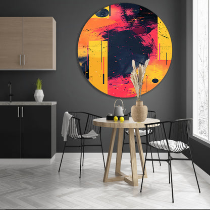 Abstract Expressionistisch  met Kleurrijk Vormen aluminium muurcirkel