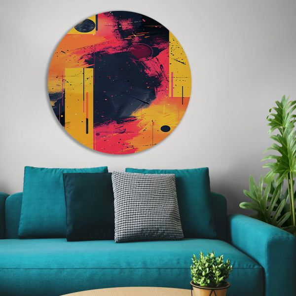 Abstract Expressionistisch  met Kleurrijk Vormen aluminium muurcirkel